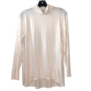 Style & Co White Long Sleeve Cowl Neck Tunic Top M 95% Modal 5% Spandex
